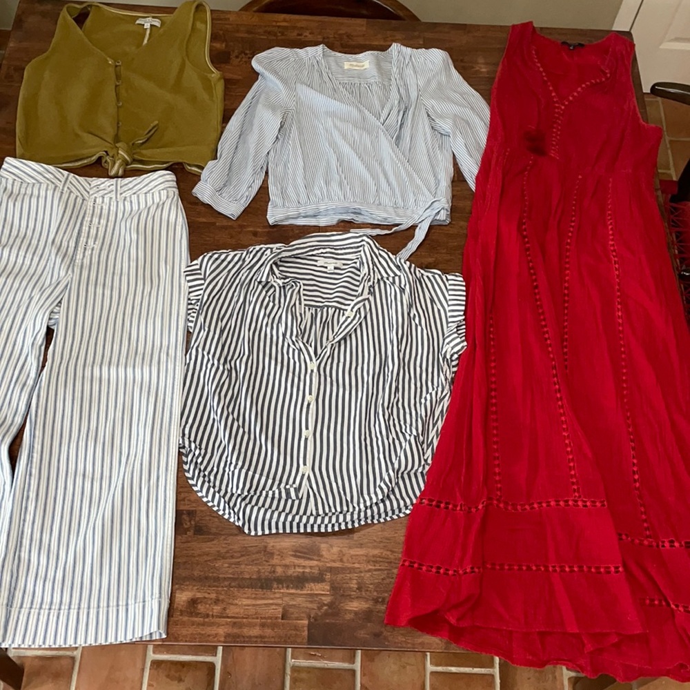 Lot of Madewell Clothes, Maxi Dress, Pants, Central Button Up, Wrap Top, Tank